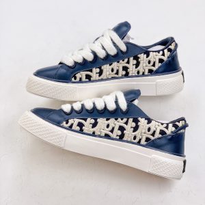 Dior B33 Sneaker navy Blue Smooth Calfskin Oblique Raised Embroidery