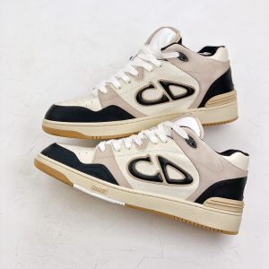 Dior B57 Mid Black and Cream Smooth Calfskin and Beige Suede